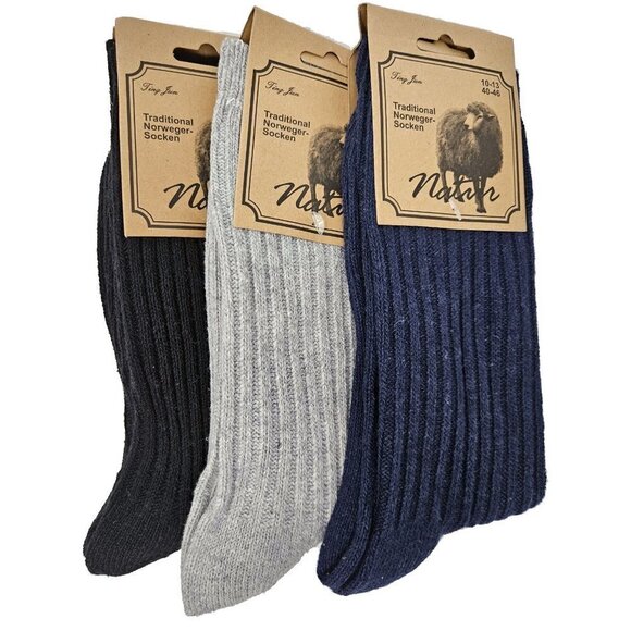 Men Wool Blend Socks, Norweger Warm Winter Boot Thermal Crew Socks 3-Pack NWT - Picture 1 of 2